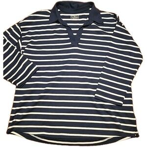 LL Bean Women's Heritage Mariner Top. Navy Blue With White Stripes. Size M REG